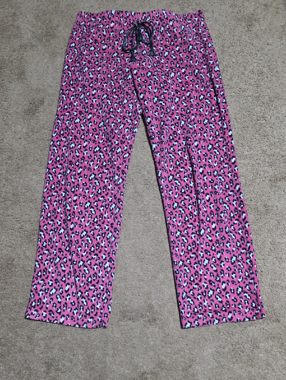 Flirtitude Pink Leopard Print Pajama Pants with Black Drawstring